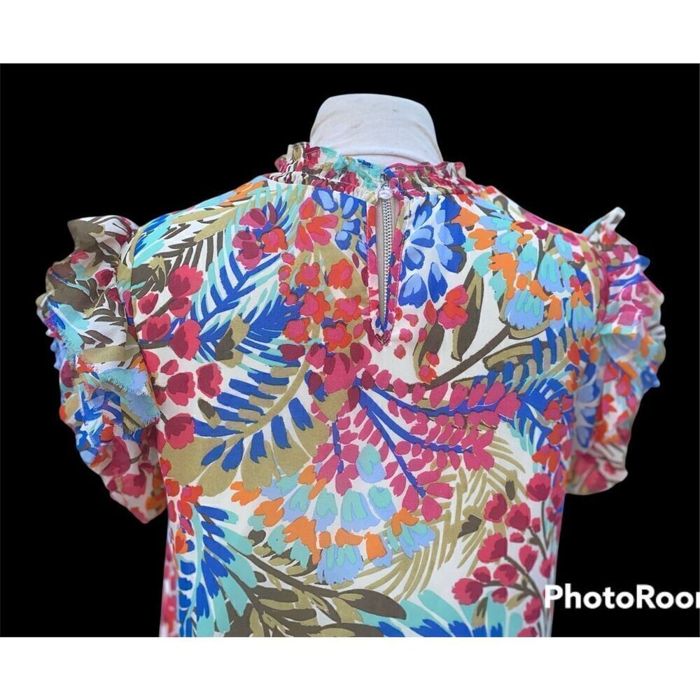 Sugar Lips Floral Top Lined Keyhole Button Back Sz. L Feminine - Picture 9 of 13